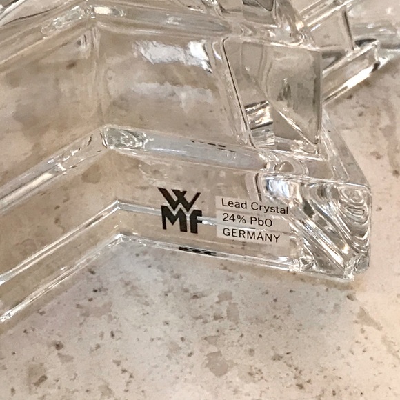 Set of 2 Star Shaped 24% Lead Crystal Candlestick Holders WMf Made in Germany - Picture 4 of 4